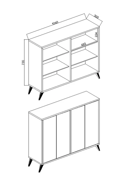 AYMOBSAN Artemis 4 Raflı 3 Kapaklı Ayakkabılık - Resim 4