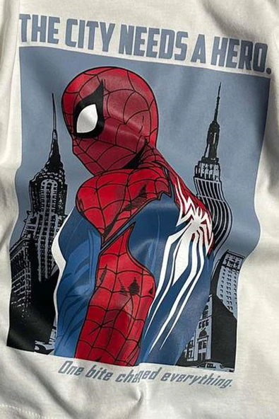 Erkek Çocuk Örümcek Ağı ve Digital Yazı Baskılı T-shirt İp Detaylı Mavi Şortlu Takım - Resim 7