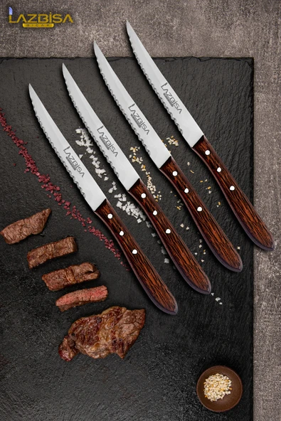 Hand Craft Serisi Steak Et Bıçağı Mutfak Bıçak 4 Lü Restoran Et Kesme Doğrama Bıçak HDS-68 ürün görseli 1
