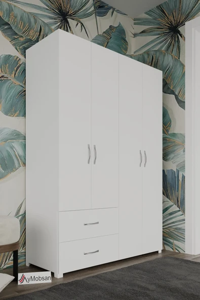 AYMOBSAN Mavera 4 Kapaklı 2 Çekmeceli Gardrop, 120 - Resim 2