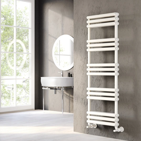 Lojimax Alüminyum Dekoratif Havlupan Vero 1200x500mm 12 Dilim Dokulu Beyaz|1358 W Yüksek Isıl Güç | 5 Yıl Üretici Garantisi ürün görseli