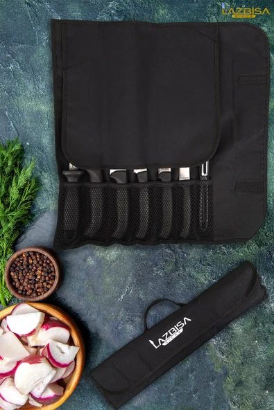 İncisive Serisi Çantalı 7 Li Şef Mutfak Bıçak Seti Gastronomi Bıçak Seti 7 Li HDS-72 - Resim 2