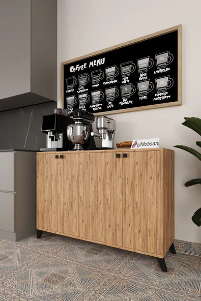 AYMOBSAN Vista Kahve Kahve Köşesi 4 Kapaklı Çok Amaçlı Dolap Kiler Mutfak Dolabı Beyaz - Resim 3