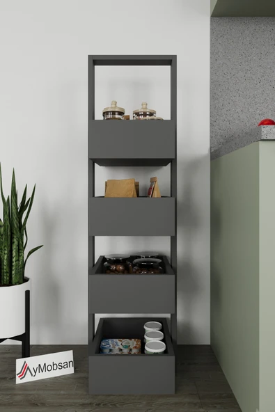 AYMOBSAN Multi 4 Katlı Mutfak Sepeti, Çok Amaçlı Mutfak Rafı, 4 Raflı, 40 CM - Resim 2