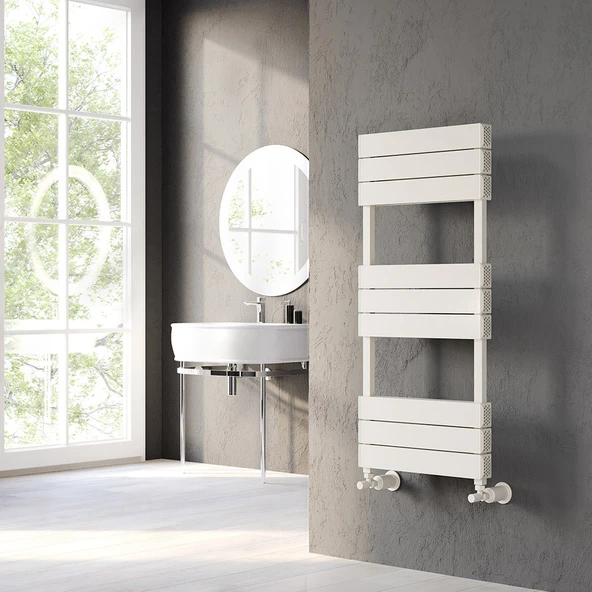 Lojimax Alüminyum Dekoratif Havlupan Calvin 640x500mm 6 Dilim Dokulu Beyaz|773 W Yüksek Isıl Güç | 5 Yıl Üretici Garantisi ürün görseli