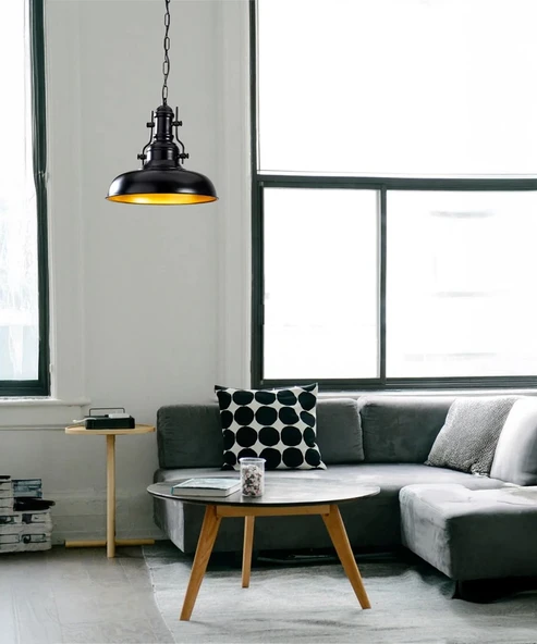 Berlin Retro Avize Siyah / Metal - E27 Duylu - Resim 4