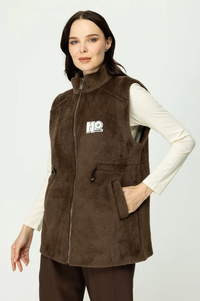 46926 ONTEKS SAKALLI KUMAŞ BELİ LASTİKLİ CEPLİ YELEK - Resim 7