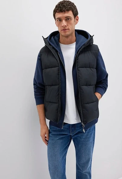 Mavi 0110089 Kapüşonlu Şişme Erkek Yelek - Resim 9