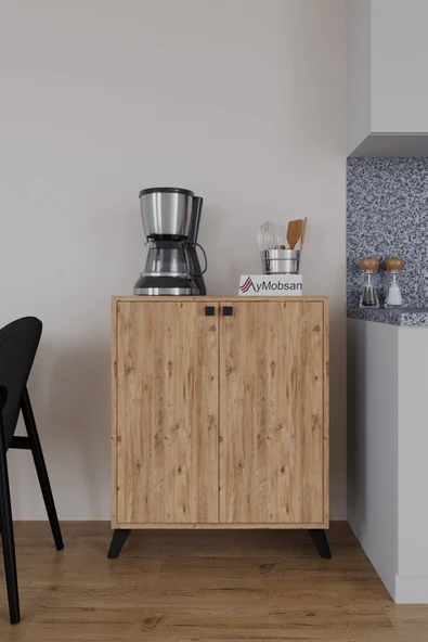 AYMOBSAN Seren 2 Kapaklı 4 Raflı Boy Dolabı Çok Amaçlı Dolap Kiler Dolabı Mutfak Dolabı Atlantik Çam - Resim 2