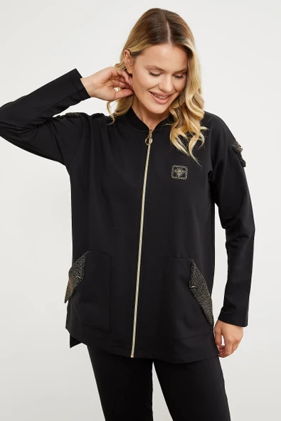 23K2238-76221 SEMENTA SİM KUMAŞ KOMBİNLİ EŞOFMAN TAKIM - Resim 4