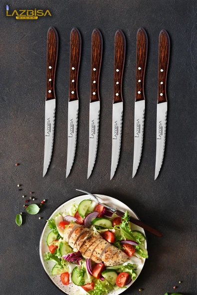 Hand Craft Serisi Steak Et Bıçağı Mutfak Bıçak 6 Lı Restoran Et Kesme Doğrama Bıçak HDS-67 ürün görseli 1