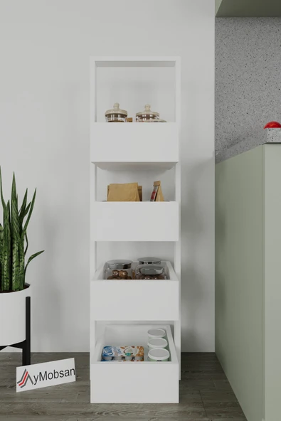 AYMOBSAN Multi 4 Katlı Mutfak Sepeti, Çok Amaçlı Mutfak Rafı, 4 Raflı, 40 CM - Resim 2