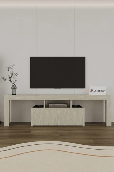 AYMOBSAN Loki 2 Kapaklı Raflı Tv Ünitesi 180 cm Traverten Desen ürün görseli