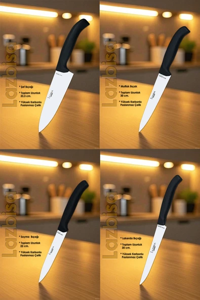 İncisive Serisi Çantalı 7 Li Şef Mutfak Bıçak Seti Gastronomi Bıçak Seti 7 Li HDS-72 - Resim 3