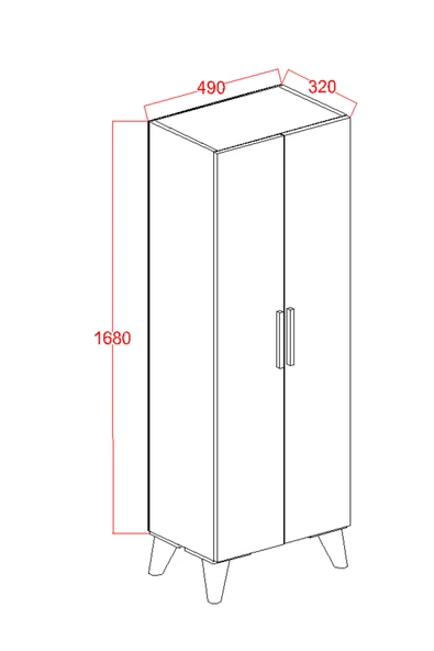 AYMOBSAN Aras 2 Kapaklı 8 Raflı Boy Dolabı Çok Amaçlı Dolap Kiler Dolabı Mutfak Dolabı Beyaz - Resim 4