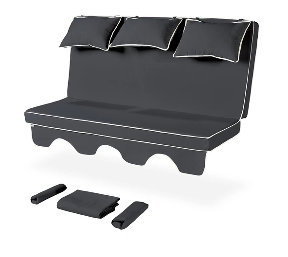 Salıncak Minder Kılıf Takımı 3 Kişilik (Süngersiz) - Salvia - Antrasit ürün görseli 1