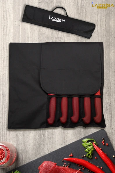 Silver Serisi Çantalı 5 Li Mutfak Bıçak Seti Gastronomi Mutfak Bıçak Seti HDS-73 - Resim 2