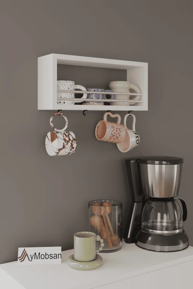 AYMOBSAN Trend Kupa Standı, Bardak Tutucu, Kupa, Fincan Askılığı Çok Amaçlı Raf 45 CM - Resim 3