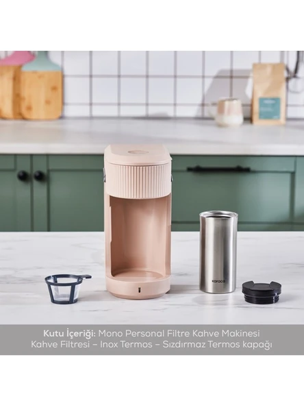 KARACA Mono Personal Filtre Kahve Makinesi ve Inox Kişisel Termos Hediyeli Beige - Resim 3