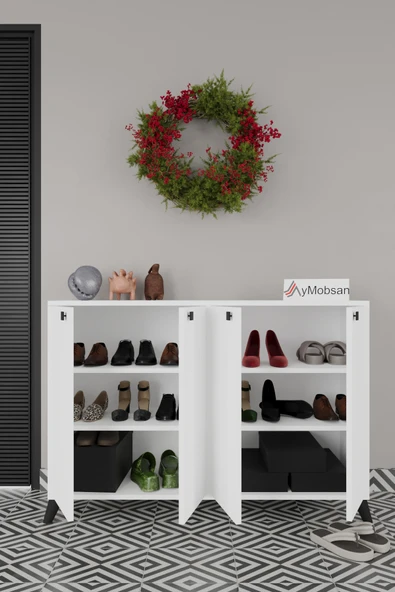 AYMOBSAN Artemis 4 Raflı 3 Kapaklı Ayakkabılık - Resim 2