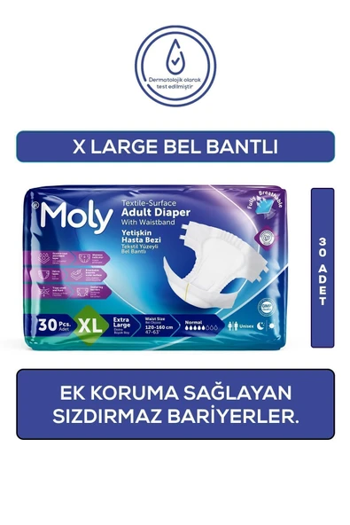 Moly Bel Bantlı Hasta Bezi Xlarge 30'lu X 3 Adet ürün görseli 1