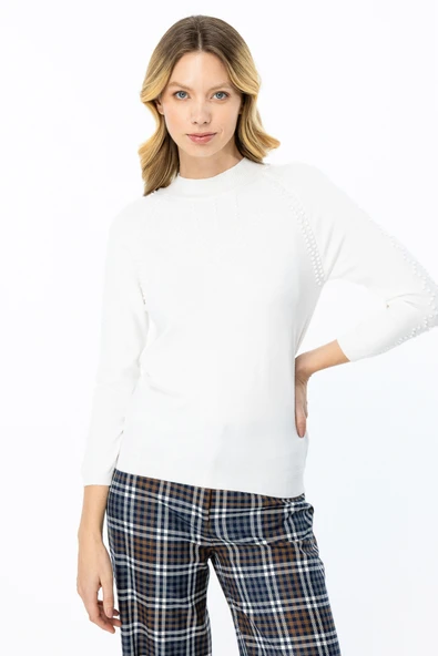 47384 ONTEKS CORSPAN ÖRGÜLÜ UZUNKOL TRİKO KAZAK - Resim 10