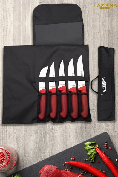 Silver Serisi Çantalı 5 Li Mutfak Bıçak Seti Gastronomi Mutfak Bıçak Seti HDS-73 ürün görseli 1