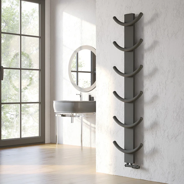 Lojimax Alüminyum Dekoratif Havlupan Oxy 1540x400 mm 6 Dilim Dokulu Antrasit Gri|562 W Yüksek Isıl Güç | 5 Yıl Üretici Garantisi ürün görseli