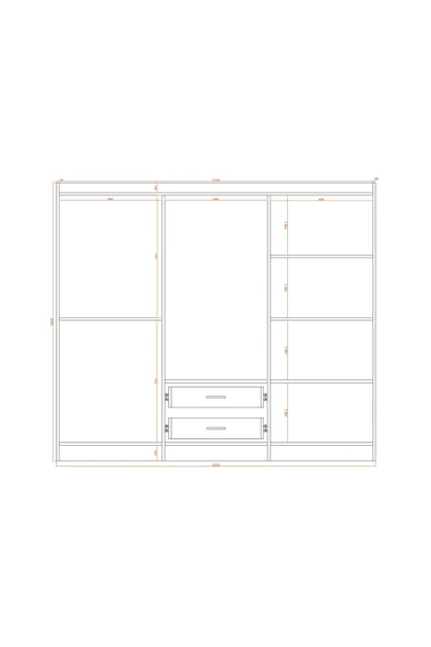 AYMOBSAN Bianca 6 Kapılı 2 Çekmeceli Gardrop Geniş Dolap & Elbise Dolabı Atlantik Çam & Beyaz - Resim 7