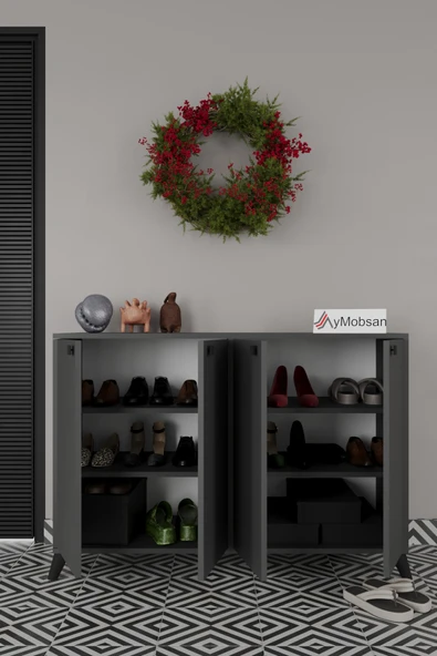 AYMOBSAN Artemis 4 Raflı 3 Kapaklı Ayakkabılık - Resim 2