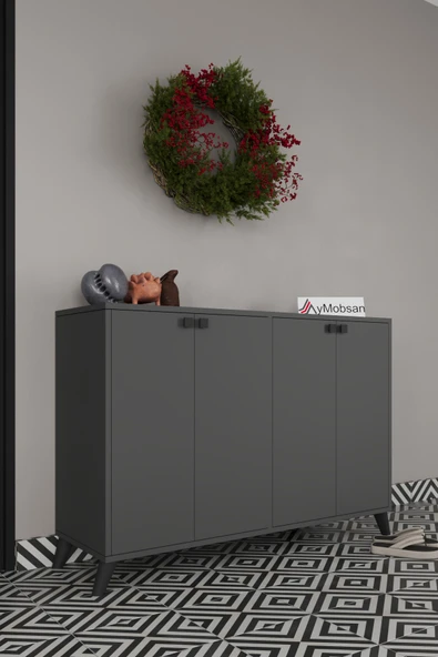 AYMOBSAN Artemis 4 Raflı 3 Kapaklı Ayakkabılık - Resim 3