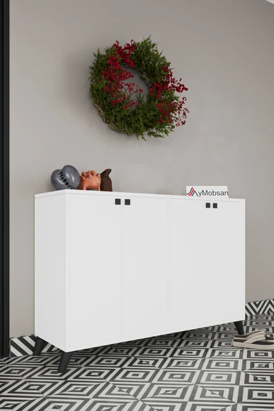 AYMOBSAN Artemis 4 Raflı 3 Kapaklı Ayakkabılık - Resim 3