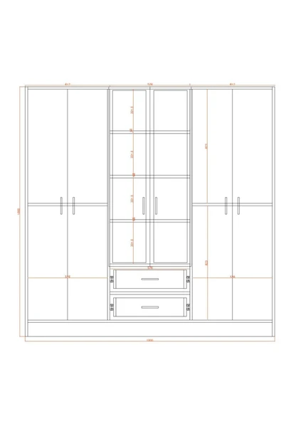 AYMOBSAN Valeria 6 Kapılı 2 Çekmeceli Gardrop Geniş Dolap & Aynalı Elbise Dolabı Atlantik Çam & Beyaz - Resim 7