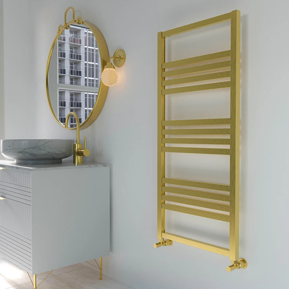 Lojimax Alüminyum Dekoratif Havlupan Perla Plus 1190x500mm 14 Dilim Altın Rengi Fırçalı Eloksal|706 W Yüksek Isıl Güç | 5 Yıl Üretici Garantisi ürün görseli