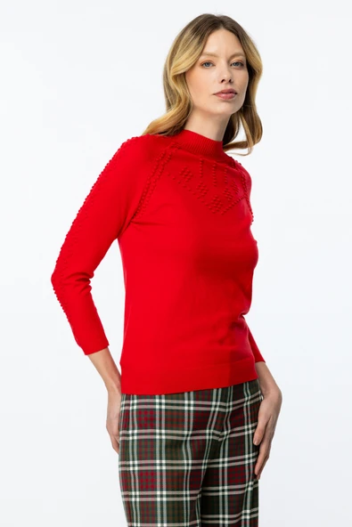 47384 ONTEKS CORSPAN ÖRGÜLÜ UZUNKOL TRİKO KAZAK - Resim 7