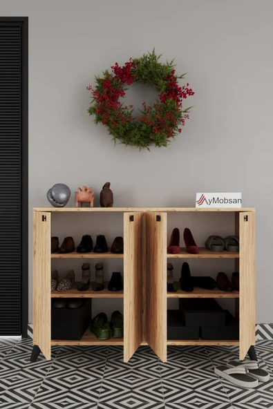 AYMOBSAN Artemis 4 Raflı 3 Kapaklı Ayakkabılık - Resim 2