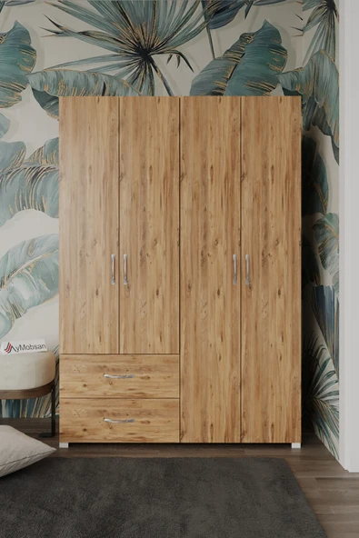 AYMOBSAN Mavera 4 Kapaklı 2 Çekmeceli Gardrop, 120 ürün görseli