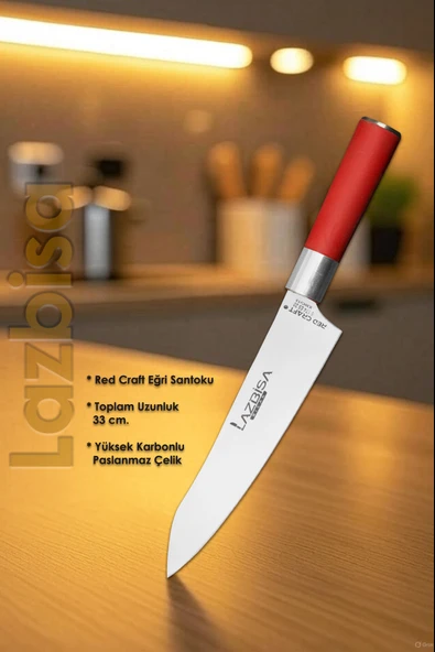 Red Craft Serisi Mutfak Bıçak Kiritsuke Şef Bıçağı Et Ekmek Sebze Salata Şef Bıçağı HDS-42 - Resim 2
