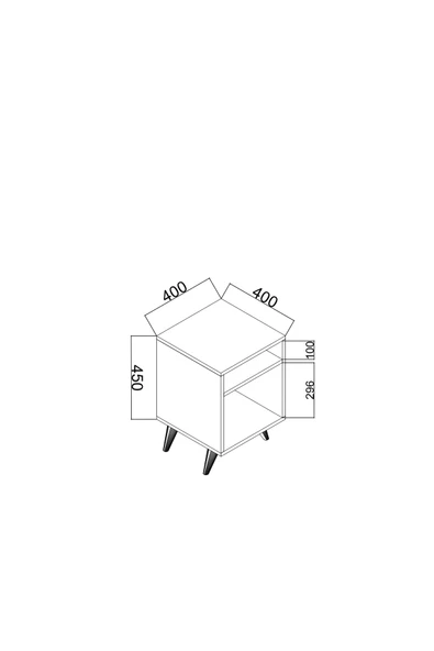 AYMOBSAN Simina Açık Raflı Komodin Yatak Yanı Sehpa Antrasit - Resim 3