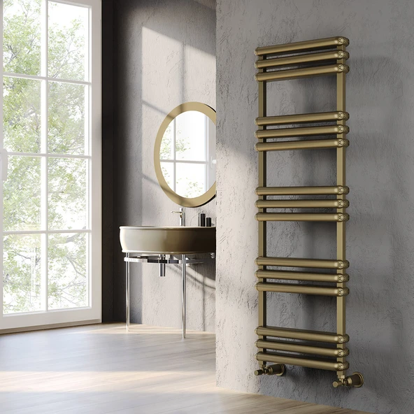 Lojimax Alüminyum Dekoratif Havlupan Vero Line 700x500mm 6 Dilim Eskitme Mat Pirinç|701 W Yüksek Isıl Güç | 5 Yıl Üretici Garantisi ürün görseli