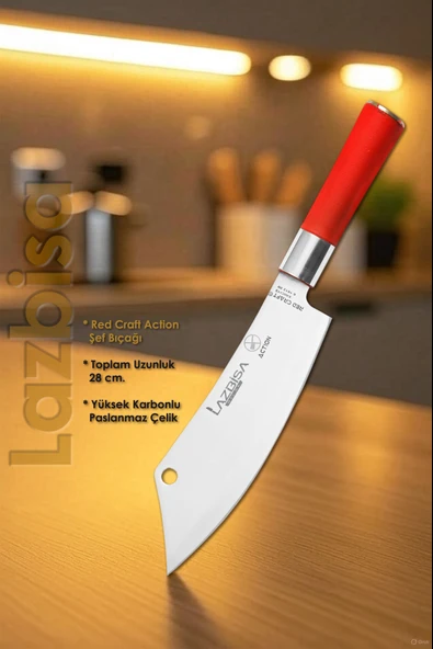 Red Craft Serisi Mutfak Bıçak Action Şef Bıçağı Et Ekmek Sebze Salata Şef Bıçağı HDS-39 - Resim 2