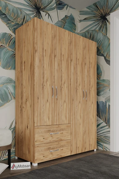 AYMOBSAN Mavera 4 Kapaklı 2 Çekmeceli Gardrop, 120 - Resim 3