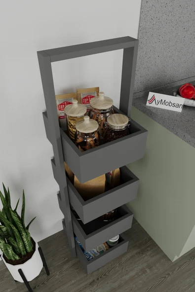 AYMOBSAN Multi 4 Katlı Mutfak Sepeti, Çok Amaçlı Mutfak Rafı, 4 Raflı, 40 CM - Resim 3