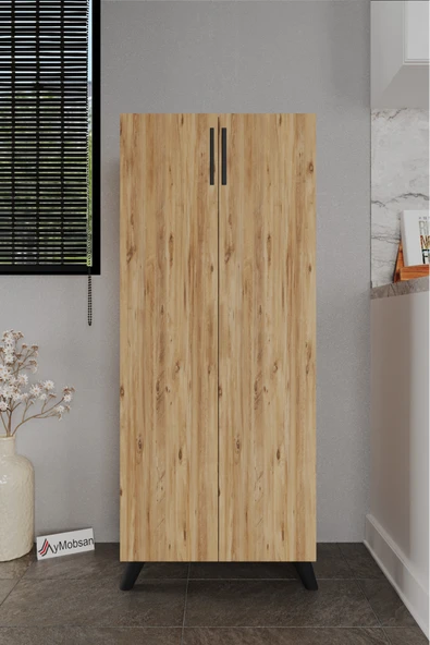 Kayra 2 Kapaklı 5 Raflı Boy Dolabı Çok Amaçlı Dolap Kiler Dolabı Mutfak Dolabı, Çam ürün görseli