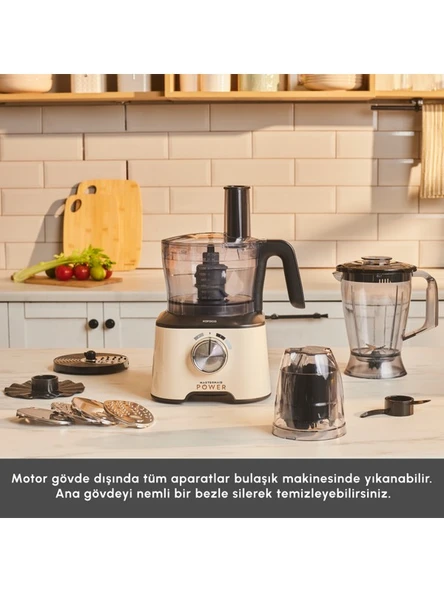 KARACA Mastermaid Power Multifunctional 10 in 1 Soft Cream Mutfak Robotu, Blender Seti 2000w - Resim 4