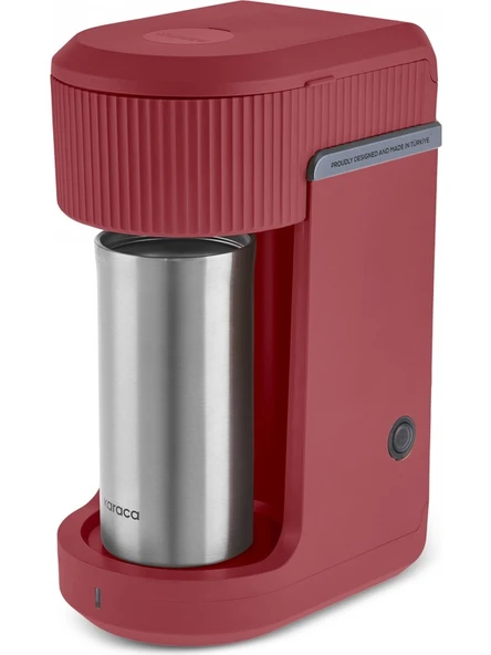 Karaca Mono Personal Filtre Kahve Makinesi ve Inox Kişisel Termos Hediyeli Red - Resim 4