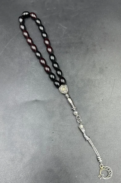 Alpaka Püskül  Ateş Kehribar Tespih - Resim 3