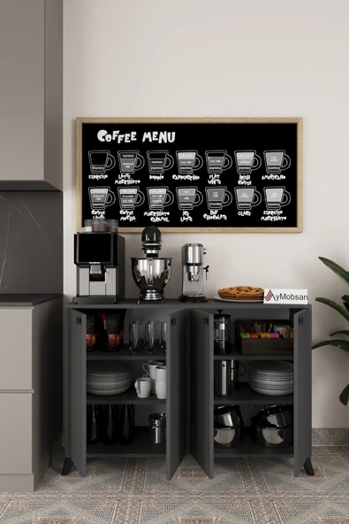 AYMOBSAN Vista Kahve Kahve Köşesi 4 Kapaklı Çok Amaçlı Dolap Kiler Mutfak Dolabı Beyaz - Resim 2