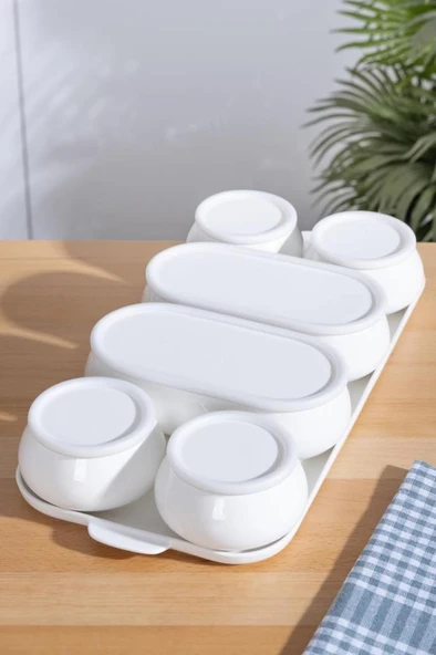 Nora 7'li Parça Porselen Kapaklı Kahvaltılık ürün görseli