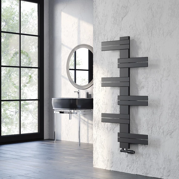 Lojimax Alüminyum Dekoratif Havlupan Ida 1425x600 mm 14 Dilim Mat Siyah|926 W Yüksek Isıl Güç | 5 Yıl Üretici Garantisi ürün görseli